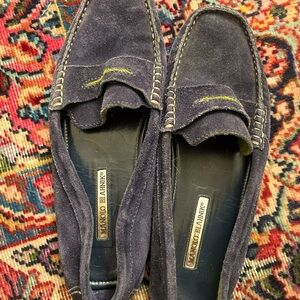 Manolo Blahnik navy suede driving loafers
